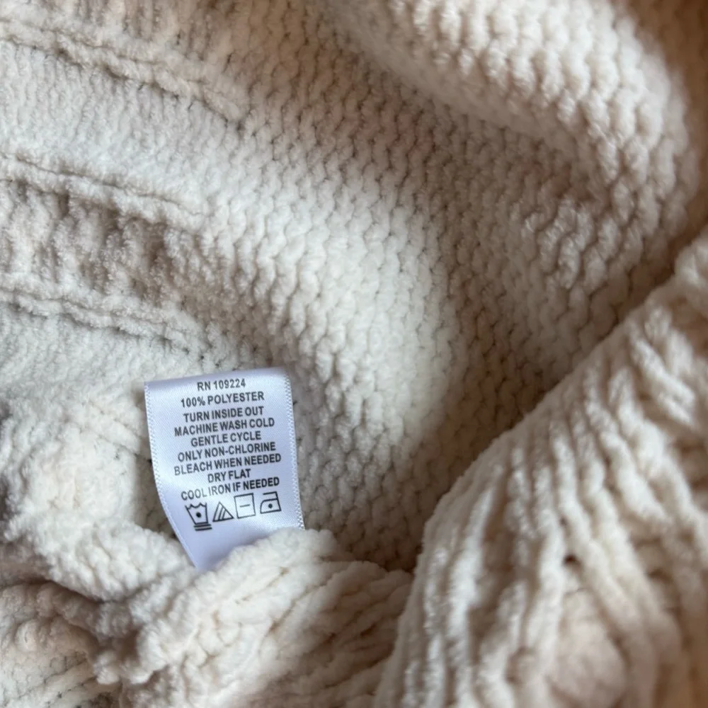 Indigo Soul Cream Cable Knit Sweater Small | Cozy Ivory Textured Pullover - Picture 8 of 8